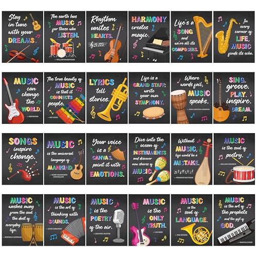 H1vojoxo Music Posters for Classroom - 24PCS Music Classroom Posters for Back to School Bulletin Board Decor Motivational Educational Musical Poster Wall Art Print for Elementary Middle High School