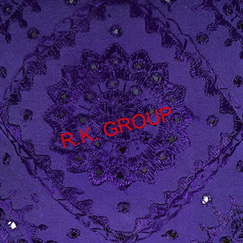 Indian Mirror Embroidered Decorative Sofa Throw Pillow Cushion Cover Boho Bohemia (Color : Purple Size -24 X 24) - color: Purple, size: 24" x 24" (Pack of 1)