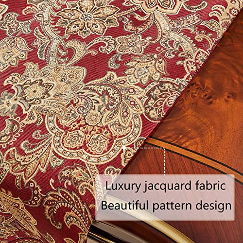Luxury Vintage Table Runners 72 inches Long Embroidery Jacquard Fabric with Multi-Tassels Table Runners for Dining Room Dresser Wedding Christmas Thanksgiving Party Decorations (Red, 12X72inch) - color: Red, size: 12X72inch