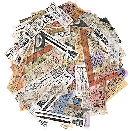 Tenare 120 Pcs Vintage Scrapbook Stickers Antique, Astronomy, Ruler, Time