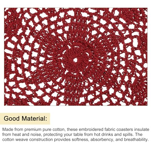 uxcell Crochet Doilies, 8Pcs 8" - Handmade Crochet Cotton Coaster, Round Lace Placemats with Floral Patterns for Wedding Party Decoration (Claret) - color: Claret