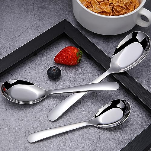 Ouliget Flat Head Spoons, Korean style Flat Sugar Spoon,Thick Heavy Stainless Steel Table Spoons Dinner Spoon,Set of 4. - size: 7.1 inches, Set of 4, Flat Head