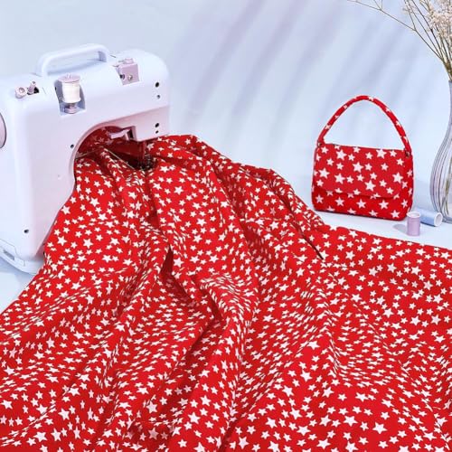 PH PandaHall 3 Yards x 61 inch Cotton Fabric White Star Pattern