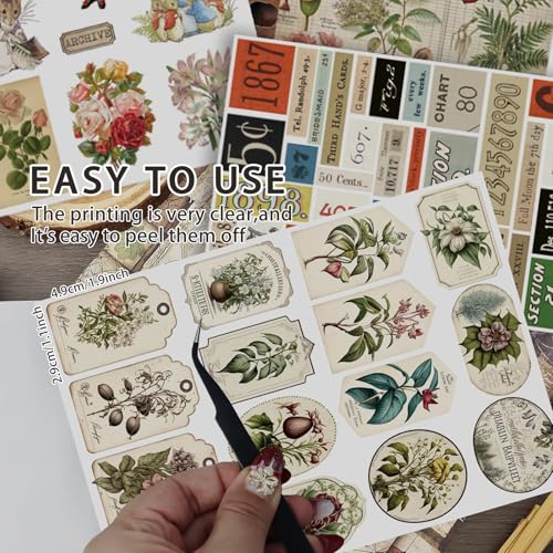Vintage Sticker Book Washi Paper Aesthetic Journaling Scrapbook Stickers - style: Vintage Flowers
