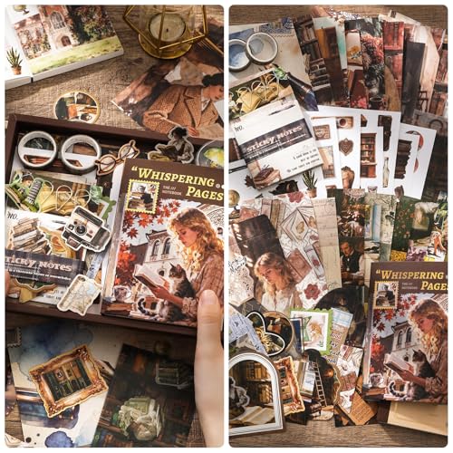 Scrapbook Supplies Kit, Cottagecore Aesthetic Junk Journal Scrapbook Kit - color: Whispering Pages