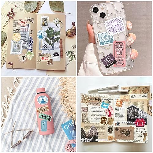 Prstincol 300 Pcs Vintage Travel Stickers Ticket Stickers for Journaling,Luggage Sticker Stub Vintage Sticker for Junk Journal Crafts Laptop Water Bottle Album Scrapbook - style: Travel and Ticket 300 Pcs
