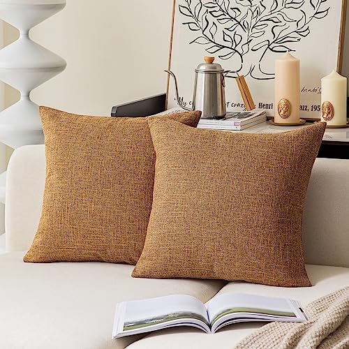 Kevin Textile Decor Lined Linen Throw Pillow Cases Cushion Cover Pillow Covers for Chair, 18"x18"(2 Pack, Hazel Brown) - color: Hazel Brown, size: 18" x 18" (Pack of 2)
