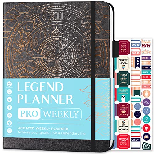 Legend Planner PRO Weekly & Monthly, Large Undated, 7”x10”, Mystic Grey - color: Mystic Gray + Gold Foil