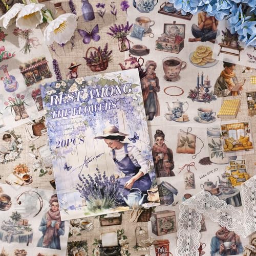TIAMECH Flowers Resting Lavender Girl Sticker Book - color: Flowers Resting