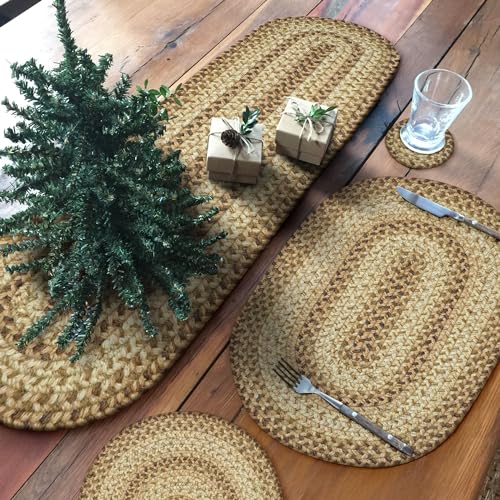 Homespice Cookie Dough Jute Braided Placemats, Rect 13x19 Set of 6 - color: Cookie Dough