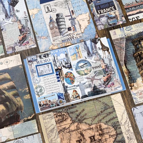 Scrapbook Supplies Kit, Vintage Junk journaling Supplies, Scrapbooking Kit - color: Global Travel