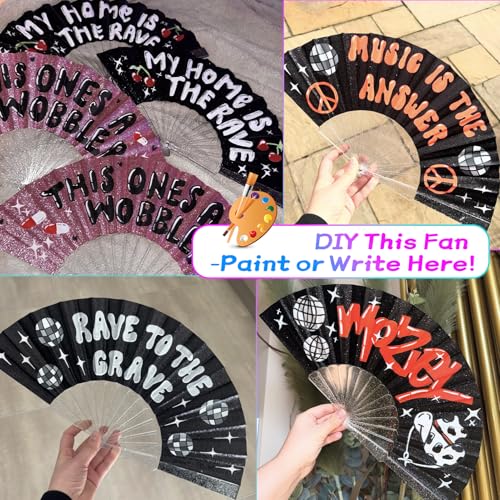 EOSAU 9" Glitter Folding Hand Fans Foldable, Clacking Fans for Women Silver - color: 9" Silver 01
