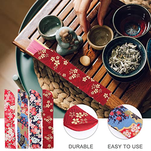 Japanese Fan Cover Silk Folding Hand Fan Sleeve Protective Carrying Case Pouch for Handheld 3.7X0.65 Inch Lightweight Storage Bag