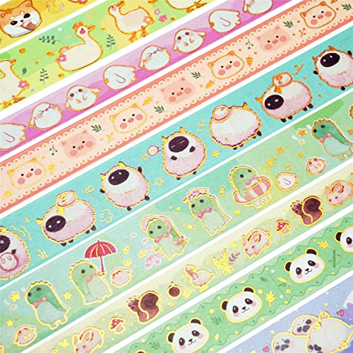 Cute Pets Washi Tape Set 13 Rolls Wide Gold Embellishment Decorative Masking Tapes for Arts, DIY Crafts, Journals, Planners, Scrapbook, Wrapping (Animal Kindergarten) - color: Animal Kindergarten