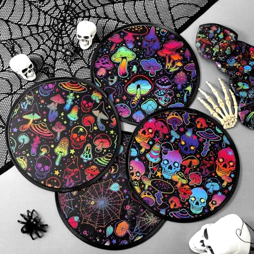 Gejoy 24 Pcs Mushrooms Skulls Foldable Flying Fan Disc Hand Fans 8 Style - color: Mushroom