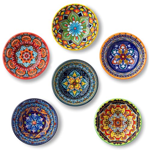 vancasso KRVI Ceramic Dipping Bowls Set of 6, 2.7 Oz Bohemian Sauce Bowls