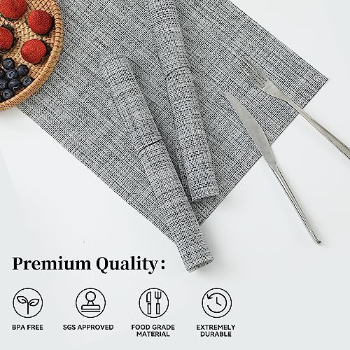 Leetaltree Linen Grey Placemats Set of 4 - Heat Resistant Non-Slip Place mats for Dining Table, Washable Durable PVC Vinyl Woven Table Mats（Linen Grey, 4） - color: C1- Linen Grey, size: Set of 4