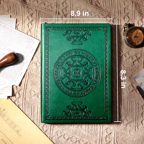 CAGIE Leather Journal for Men Women Vintage Notebook Diary, A5, Green - color: Dark Green, size: A5