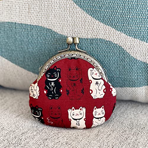 Wrapables Stylish Decorative Coin Purse, Clasp Wallet, Red Fortune Cat - color: Red Fortune Cat