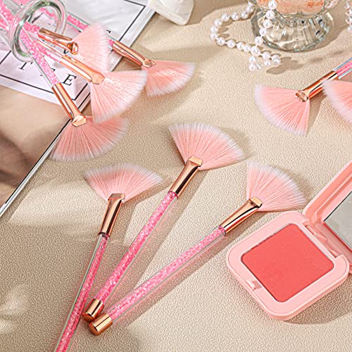 Maitys 9 Pieces Facial Fan Mask Brushes, Pink - color: Pink