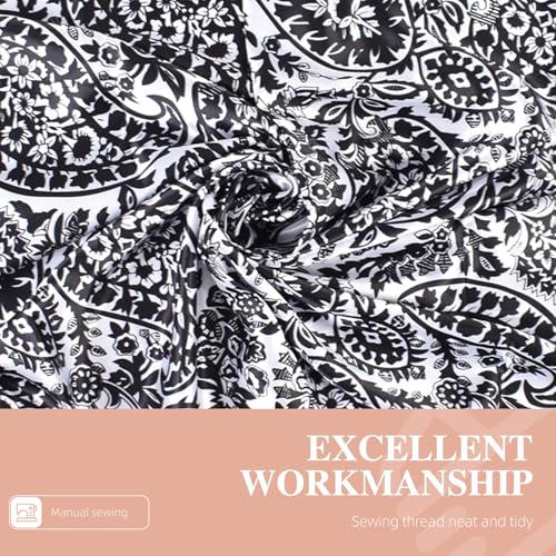 35 Inches Silk Head Scarf-Satin Hair Scarves Silk Bandana Scarf Headscarf for Women's Fashion Scarves - color: Black-large Cashews