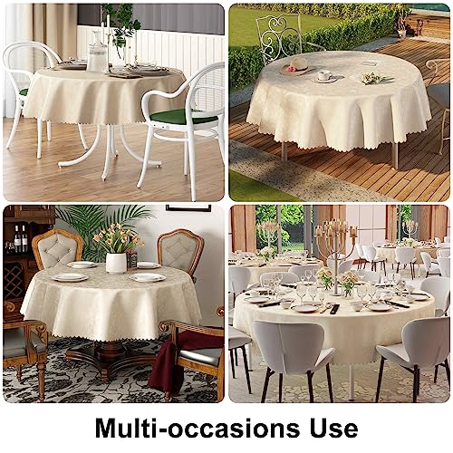 Smiry Round Waterproof Heavy Duty Vinyl Tablecloths, 60 x 60 Inch - color: Beige, size: 60" (Round)