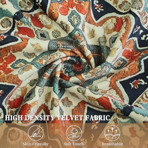 Boho Soft Velvet Throw Pillow Covers 22x22 in Vintage Moroccan - color: Blue, size: 22" x 22" (Pack of 2)