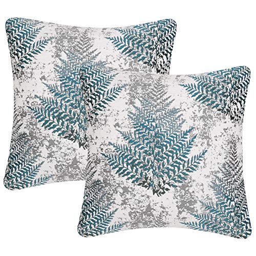 Yeiotsy Pack of 2 Nordic Style Decorative Throw Pillow Covers for Sofa Bed Card Chair Geometric Cushion Cases Jacquard Chenille (Teal Fern, 18 X 18 Inches) - color: Teal Fern