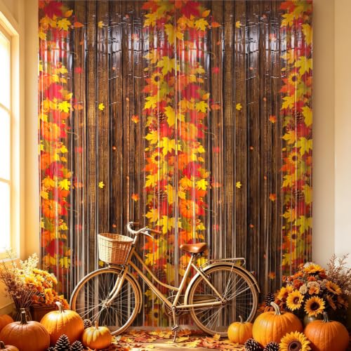 OQOQ Thanksgiving Foil Fringe Backdrop 2 Packs, 3.3x8.2ft Autumn Decor - color: Brown Autumn