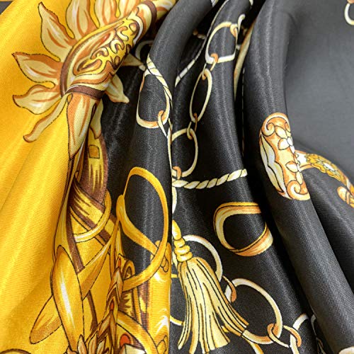 YOUR SMILE Silk Feeling Scarf Women's Fashion Pattern & Solid Color Large Square Satin Headscarf - color: 325