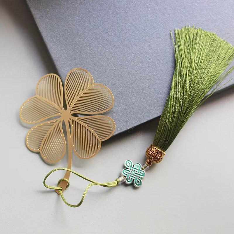 Metal Bookmarks for Women Irish 4 Leaf Clover Book Marks Gold Chinese - color: Four Leaf Clover