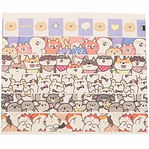 Cute Pets Washi Tape Set 18 Rolls Skinny Gold Embellishment Decorative Masking Tapes for Arts, DIY Crafts, Journals, Planners, Scrapbook, Wrapping (Puppies) (Puppies) - color: Puppies