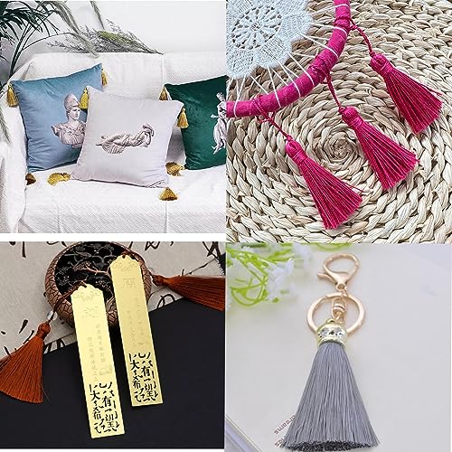 BEL AVENIR 45 pcs Mini Bookmark Tassels 3.75inch Silky Key Tassel-Green - color: Green