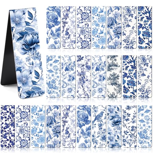 Chinoiserie Magnetic Bookmarks Gifts - 30 Pcs Blue and White - style: Chinoiserie