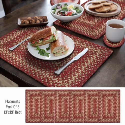 Homespice Apple Pie Jute Braided Placemats, Rect 13x19 Set of 6 - color: Apple Pie