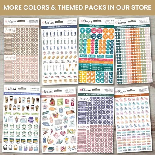 bloom daily planners Color Coding Planner Stickers - Muted Neutrals 1/4" Minimalist Dot Labels - Six Sheets, 1000+ Stickers Per Pack! - Aesthetic Boho - color: Aesthetic Boho