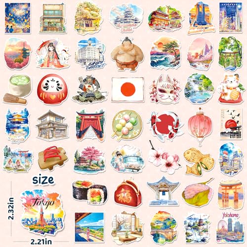 100PCS Japanese Stickers, Waterproof Japan Travel Stickers
