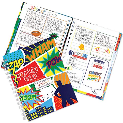 Denise Albright Gratitude Finder® 52 Week Non-Dated Journal for Boys with 177 Totally Cool Hand-Illustrated Stickers (Super Kiddo) - color: Super Kiddo Gratitude Finder Journal