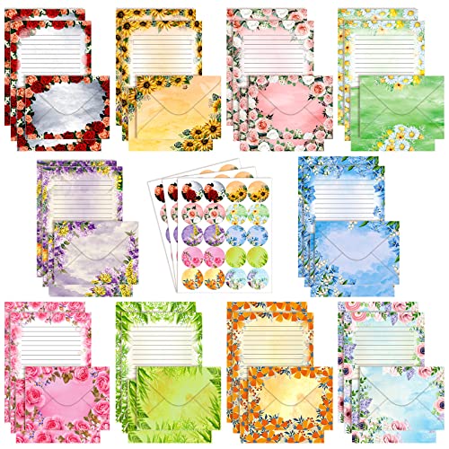 TaoBary 160 Pcs Flower Stationery Paper and Envelopes Set, 5.5 x 8.25'' - size: 5.5 x 8.25 Inch, style: Flower