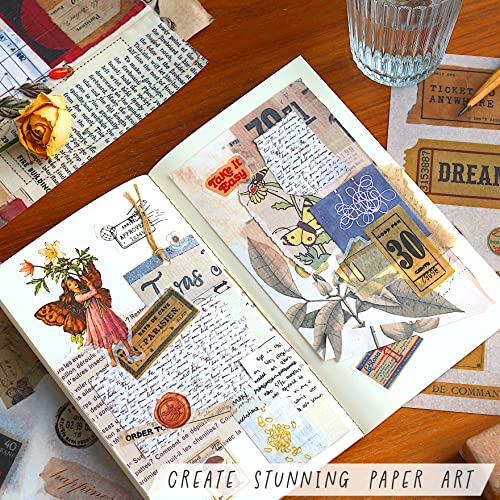 FAYWARE Vintage Washi Stickers for Journaling - Ephemera Book for Journaling with 414 Stickers & 20 Scrapbook Papers. Junk Journal Supplies, Scrapbooking Supplies - color: Lost Meadows