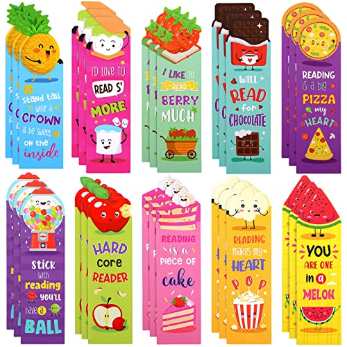 Eersida 30 Pcs Scented Bookmarks for Kids, Fruit Food 10 Styles