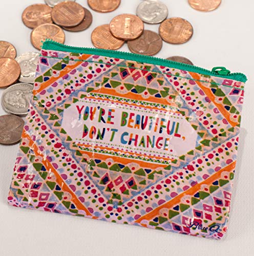 Blue Q Coin Purse - Cute Coin Pouch for Men & Women, Small Pouch Organizer - color: You're Beautiful, Don't Change