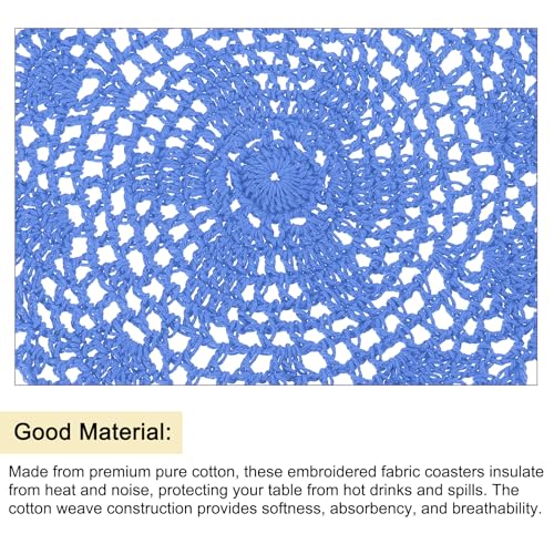 uxcell Crochet Doilies Round Lace Placemats for Decoration 8" Blue 8Pcs - color: Blue