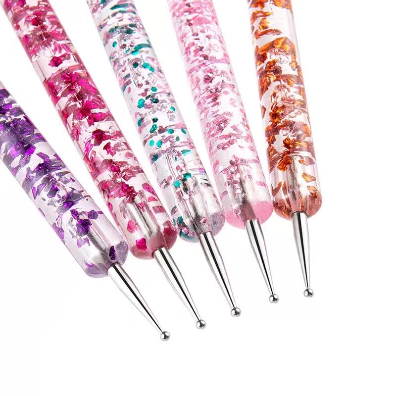 FULINJOY 20PCS Nail Art Design Tools - 15PCS Nail Art Painting Brushes (Black) with 5PCS Double-end Nail Dotting Pens
