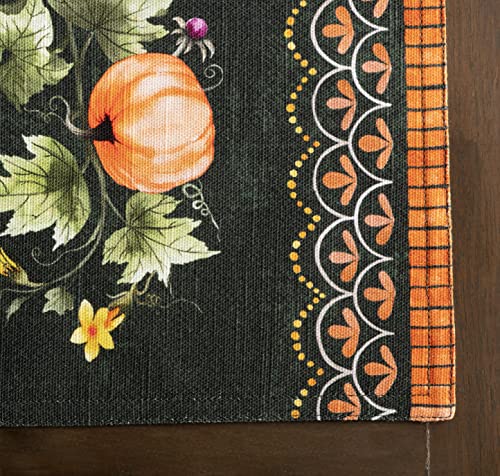 Maison d' Hermine Placemats Set of 4 Reusable 100% Cotton (13"x19") - color: 047 - Pumpkin Garden - Dark Green, size: 13" X 19" (Pack of 4)