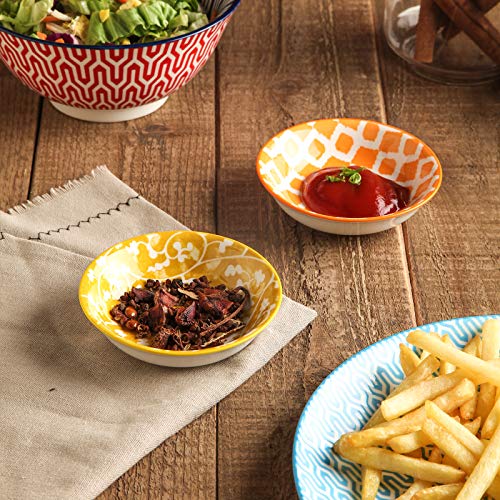 Selamica Ceramic 2.5oz Soy Sauce Dish, Pack of 6 (Assorted Colors) - color: Assorted Colors, style: Round