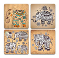 Personality Elephant Square Coaster Set - Made of Recycled Rubber-Set of 4 - color: Personality Elephant
