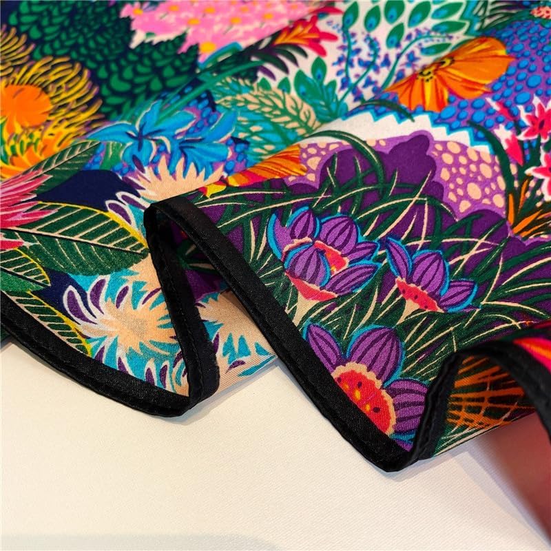 FEIBOON Mulberry Silk Scarf 21"x21" Small Square Scarfs for Women - color: Blue Grassland+zebra