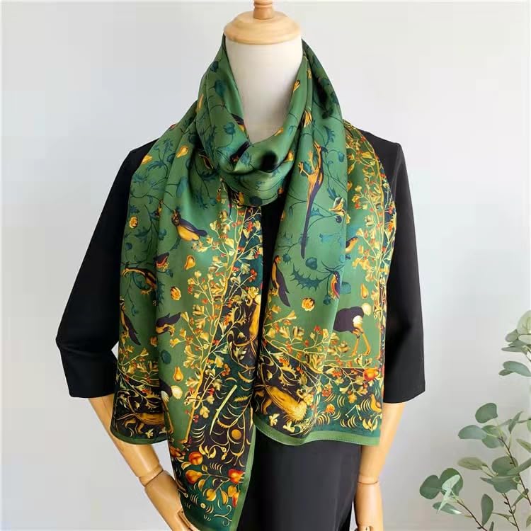 ANDANTINO 100% Silk Long Scarf-Women Large Oblong Shawls with Gift Packed - color: Jade Green
