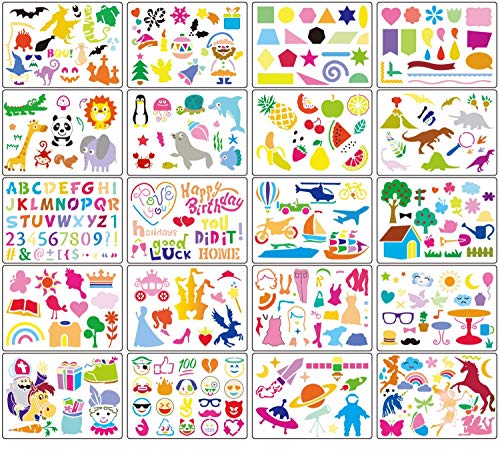 HADDIY Kids Drawing Stencils Set,20pcs Templates for Painting＆Card Making